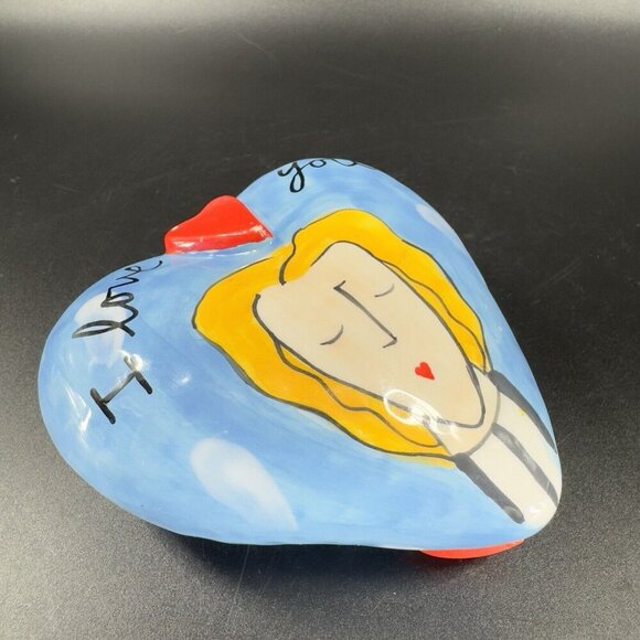 Sandra Magsamen for Silvestri Ceramic Heart Rattle I Love You Figure Decor VTG - Picture 12 of 14